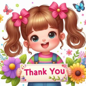 Thank you! Digital greeting card with little girl.