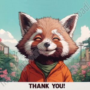 Thank you! Digital greeting card with raccoon.
