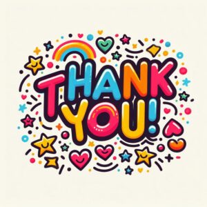 Thank you! Digital card with stars and hearts.