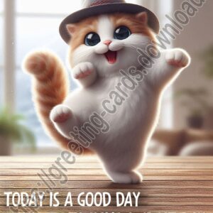 Today is a good day to have a great day! Digital card with a dancing cat.