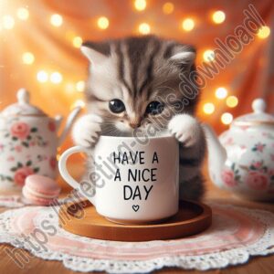 Have a nice day digital card with kitten.