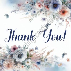 Thank you! Digital card with flowers painted in watercolor.