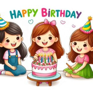 Happy birthday greeting card for girls.