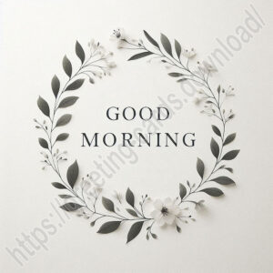 Good morning digital card with flowers and herbs in a circle.