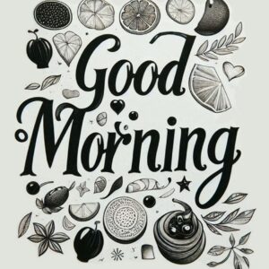 Good morning black and white digital card.