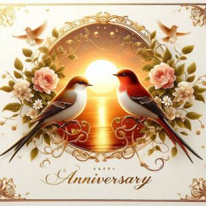Digital anniversary greeting card with a pair of birds.