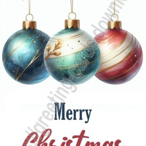 Merry Christmas greeting card with Christmas tree balls.