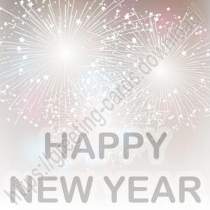 Happy new year greeting card with fireworks.