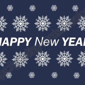 Happy new year dark blue greeting card with white snowflakes.