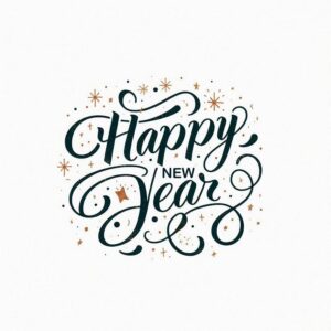 Happy new year white laconic greeting card.