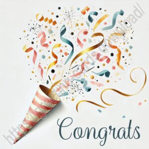 Congrats greeting e-card with popper cone.