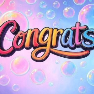 Congrats greeting e-card with soap bubbles.