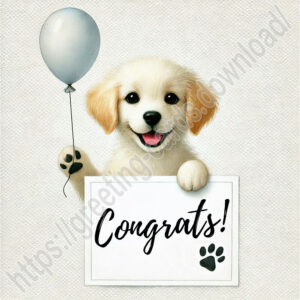 Congrats greeting e-card with a puppy.