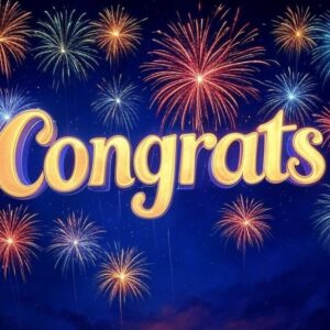 Congrats greeting e-card with fireworks.