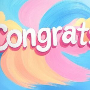 Congrats greeting e-card with colored brush strokes.