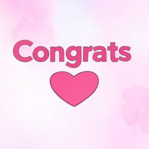 Congrats pink greeting e-card with heart.