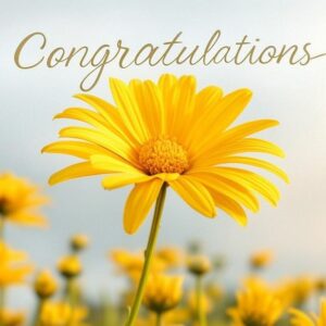 Congratulations greeting e-card with yellow flower.