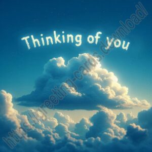 Thinking of you card with sky and clouds.
