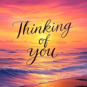 Thinking of you card with sunset at sea.