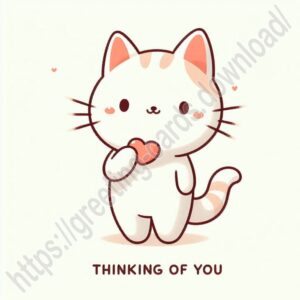 Thinking of you cartoon kitten card.