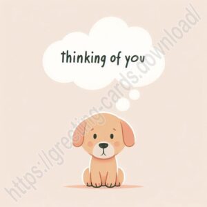 Thinking of you cartoon puppy card.