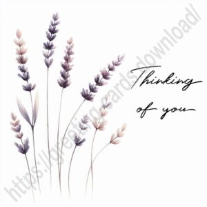 Thinking of you card with lavender sprigs.