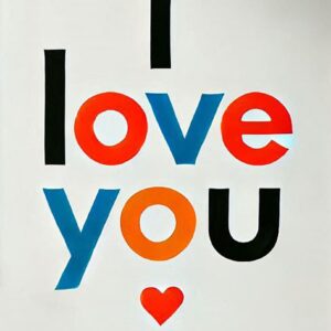 I love you card with colorful letters.