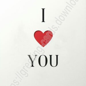 I love you white card with red heart.