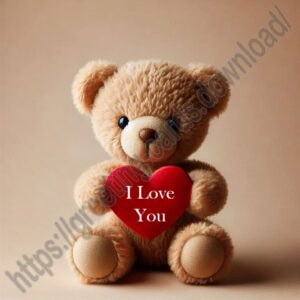 I love you card with teddy bear and heart.