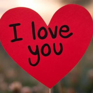 I love you card with big red heart.