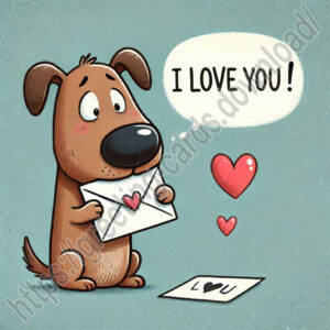 Valentine's day greeting card with cartoon dog.