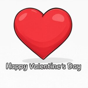 Happy valentines day white laconic minimalist greeting card with red heart.