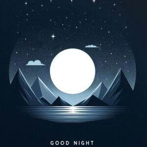 Good night e-card with full moon in the mountains.