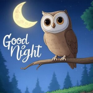 Good night e-card with owl.