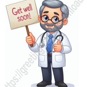 Get well soon e-card with doctor.