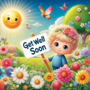 Get well soon e-card with a cute baby.