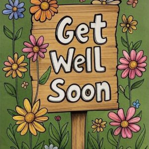 Get well soon green e-card.