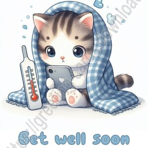 Get well soon e-card with kitten.