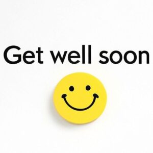 Get well soon white minimalist e-card with smiley.