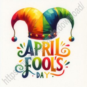 April Fool's Day greeting card with jester hat.