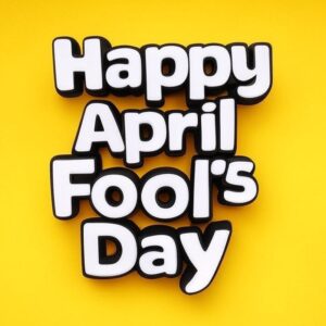 Happy April Fool's Day yellow greeting card.