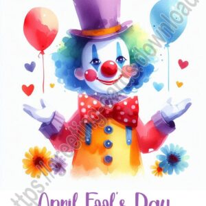 April Fool's Day greeting card with clown.