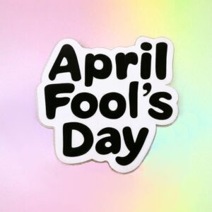 April Fool's Day greeting card in pastel colors.