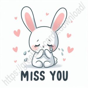 Miss you e card with white rabbit.