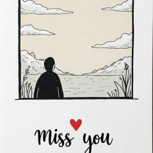 Miss you e card with a lonely guy.