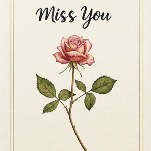 Miss you e card with a rose.