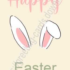 Happy Easter greeting card with bunny ears.