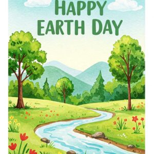 Happy Earth Day card with beautiful nature.