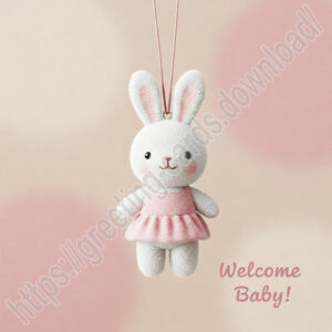 Welcome baby! New baby greeting Ecard with plush hare.