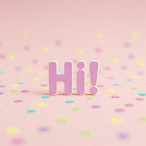 Hi! greeting image with circles of different colors.